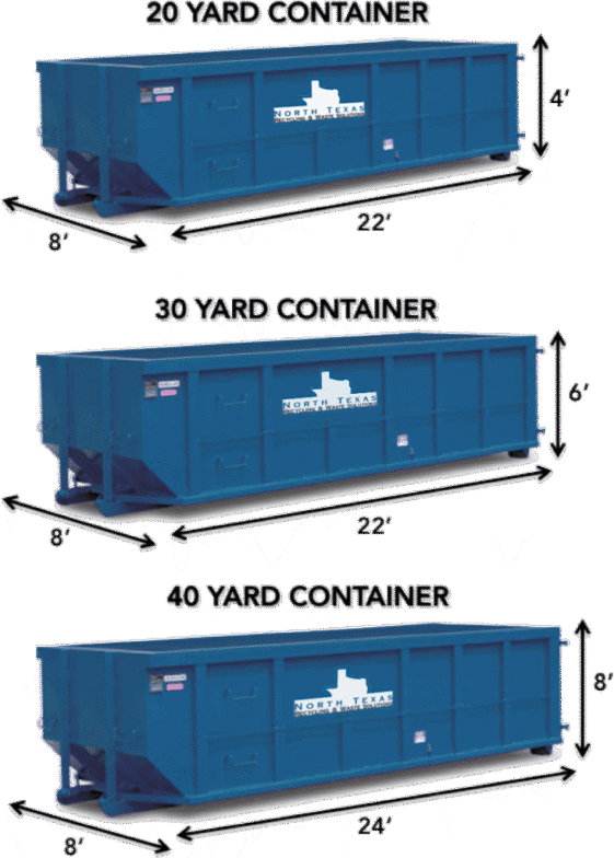 All sizes roll-off dumpster containers